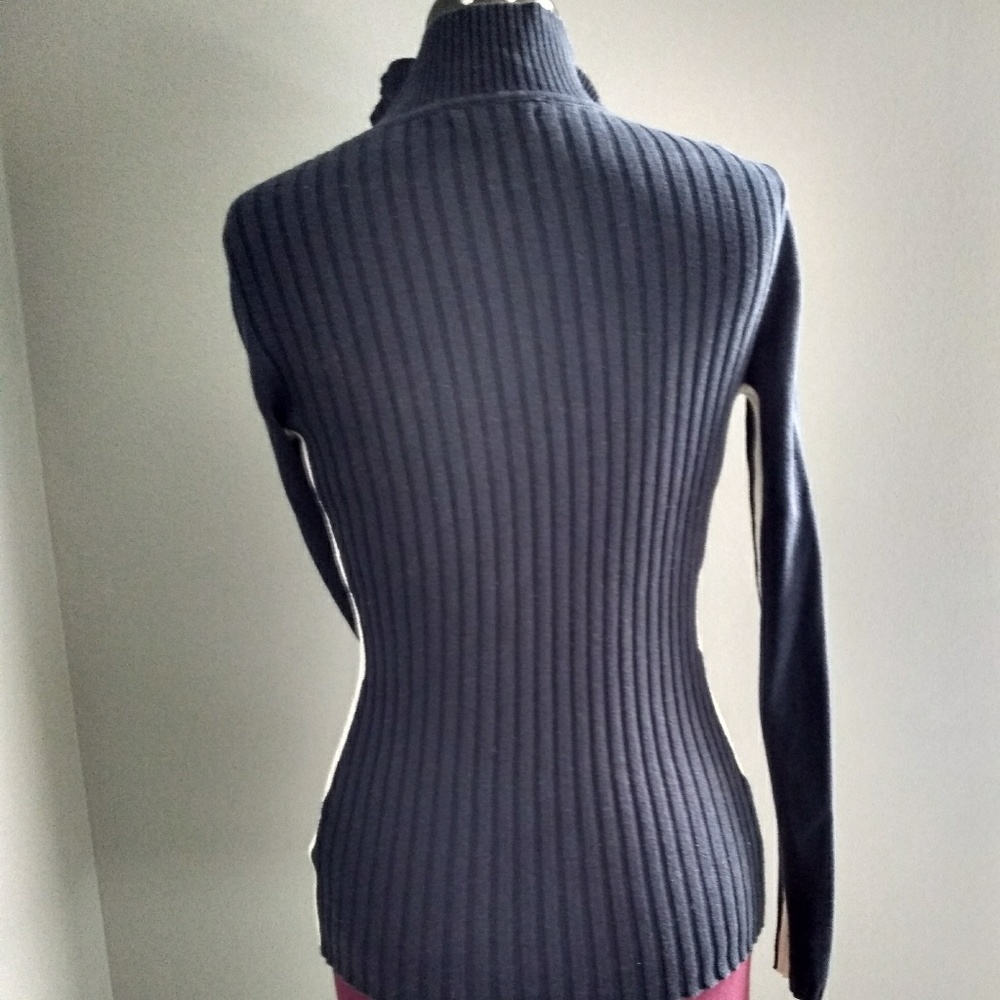 Tommy Hilfiger Navy Blue & White Ribbed Sweater - Picture 2 of 8